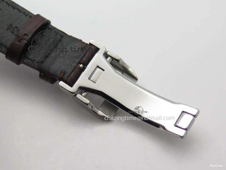 MIROTIME 0213 Chic Portuguese Tourbillon Power Reserve Moonphase SS White Dial Gold Numbers On Black Leather Strap 7319